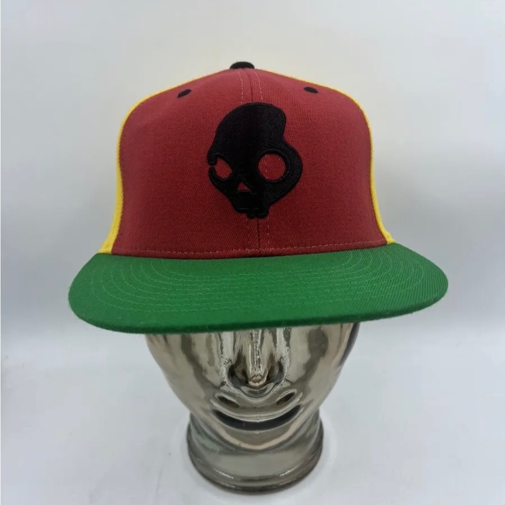 Skullcandy Yellow/Red/Green FLEXFIT Hat SZ S/M Baseball Cap